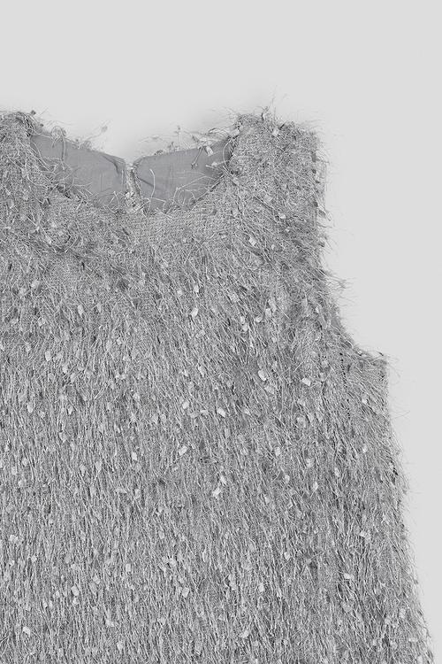 Metallic eyelash fabric dress - grey