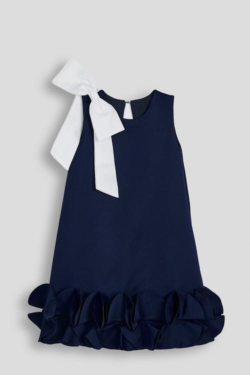 Aline dress with statement bow - navy/white