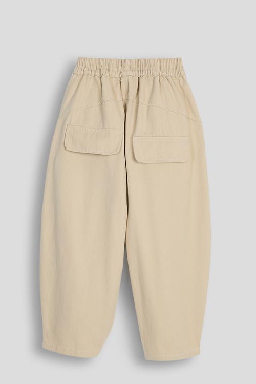 Twill elasticated waist barrel pants - dutch white