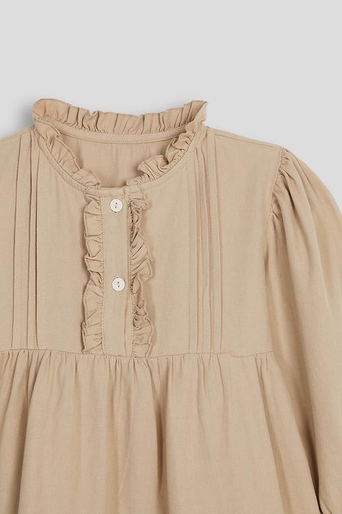 Pintucked smock dress - khaki