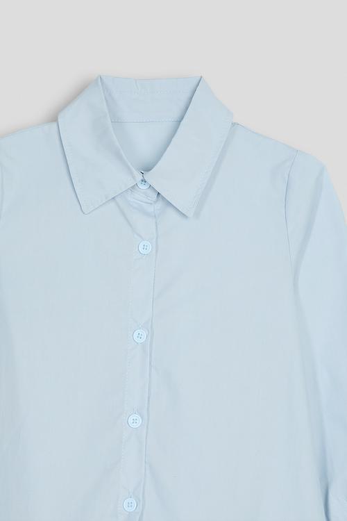 Basic collar shirt dress with frilled hem - light blue
