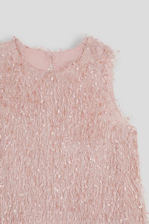 Metallic eyelash fabric dress - pink