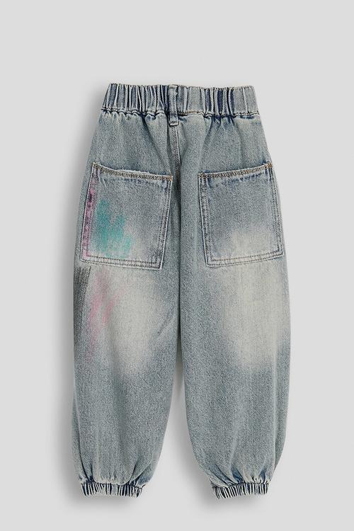 Sand blasted denim jeans - light blue/multi
