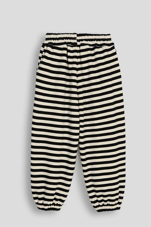 Elastic cuffed pants - white/black stripe