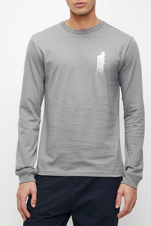 Men Sport Long Sleeve Logo Tee - Charcoal