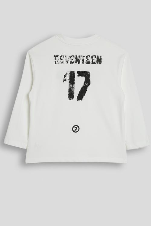 Long sleeved slogan tee - white
