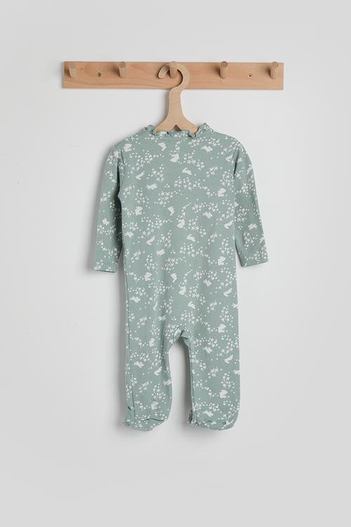 Sleepsuit with bib & headband - blue/multi