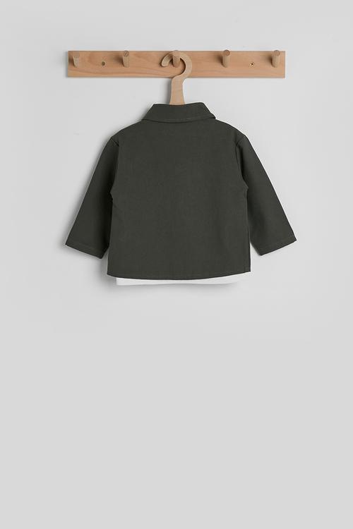 Cargo-style shirt with long sleeved top - dark grey/white