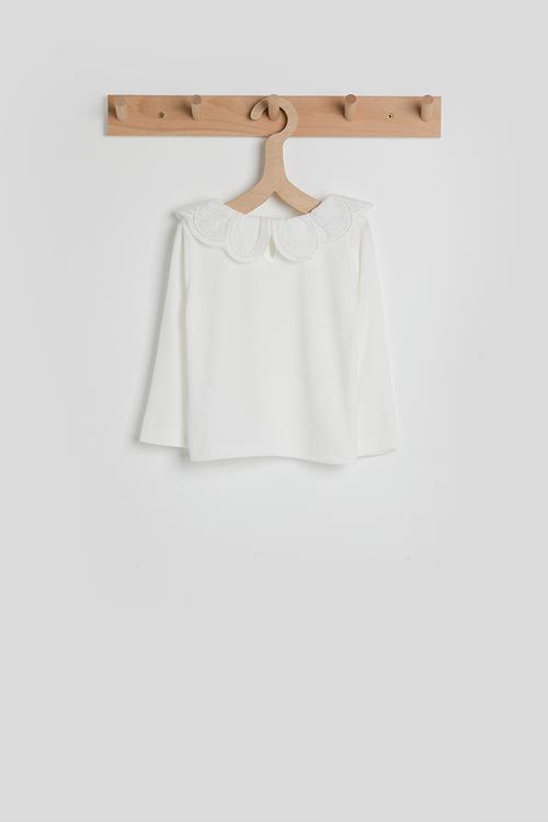 Scalloped collar blouse - white