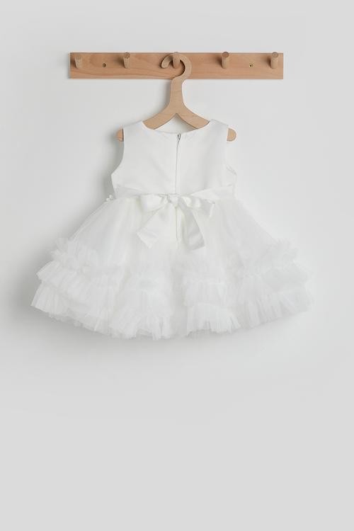 Tulle skirt pouf dress - white