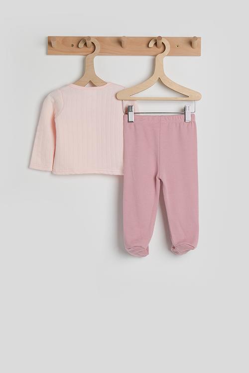 Cardigan with footed tights - pink
