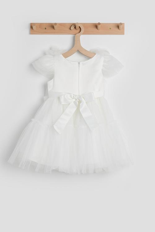 Tiered pouf dress - white