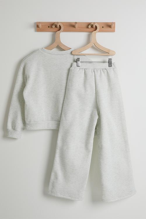 Cherry graphic sweatshirt with sweatpants - light grey