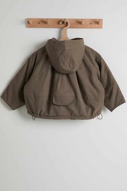 Drawstring hem puffer jacket - mocha