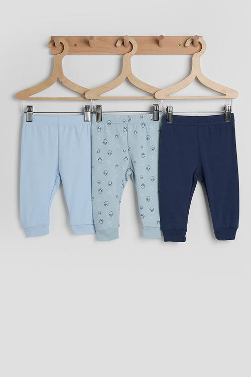 3 pack lightweight joggers - blue multi