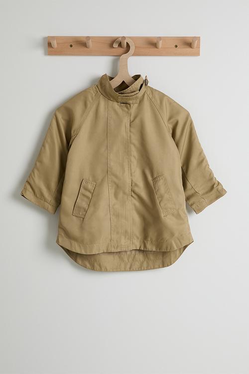 High-low coat with stand collar - light khaki