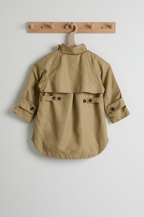 High-low coat with stand collar - light khaki
