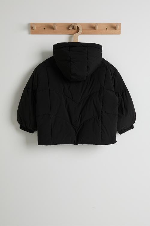 Puffer jacket with angel wing crossbody bag - black/ivory