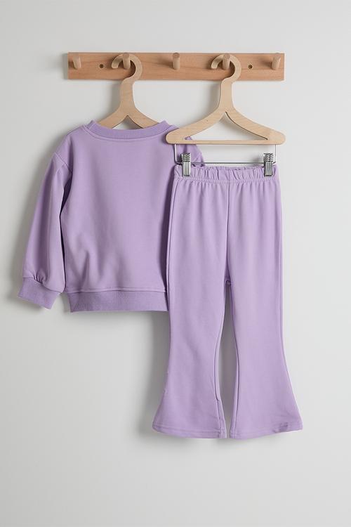 Sweatshirt with flared sweatpants - pastel purple