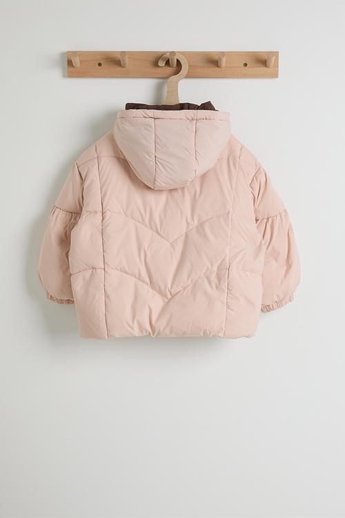 Puffer jacket with sling bag - light pink