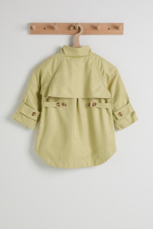 High-low coat with stand collar - mindaro green