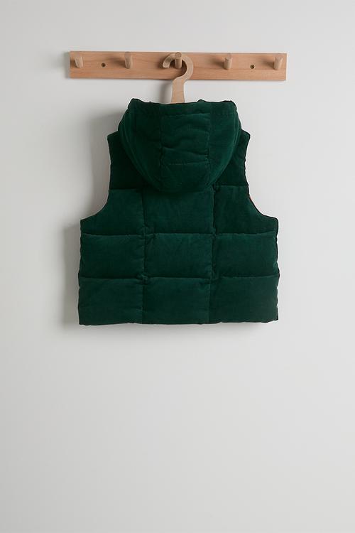 Pinwale corduroy padded vest - hunter green