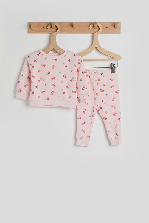Baby sweatset - baby pink/floral aop