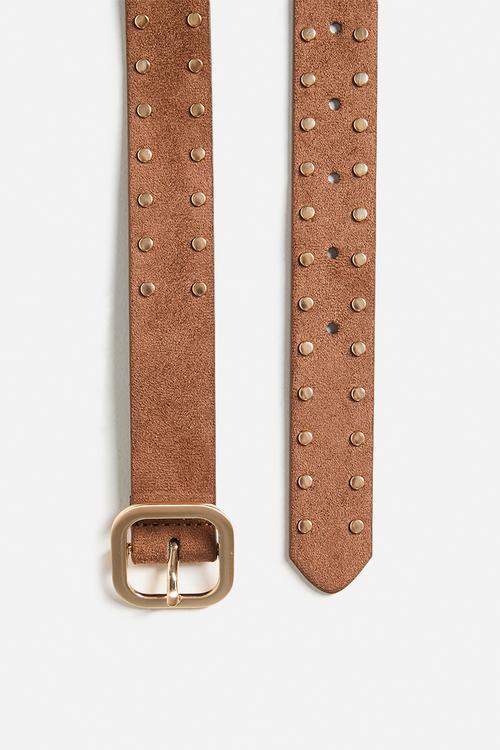 Slim Dad Studded Belt 2Pk - Black/Silver Studs & Tan Micro/Brushed Gold