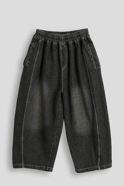 Panelled wide leg jeans - black
