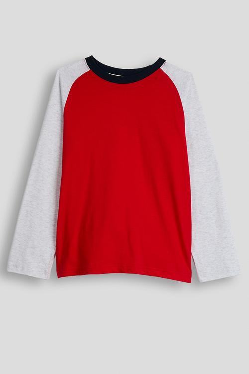 Raglan sleeve top - red/white smoke