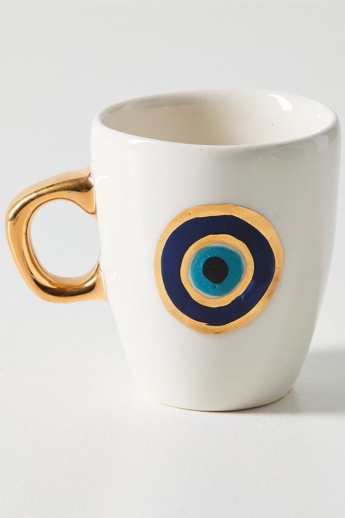 Diana Espresso Mug and Saucer Set of 2 eye - white