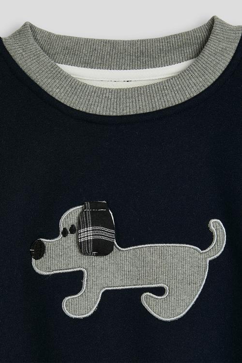 Dog embroidered sweatshirt - prussian blue/grey