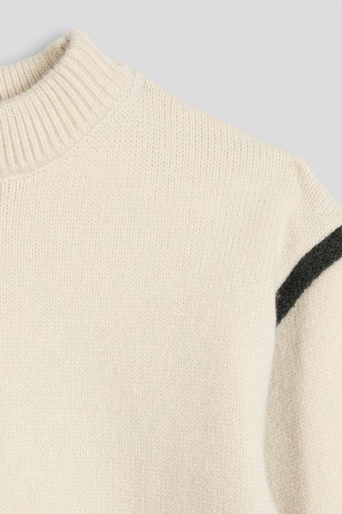 Knit whipstitch contrast sweater - cream
