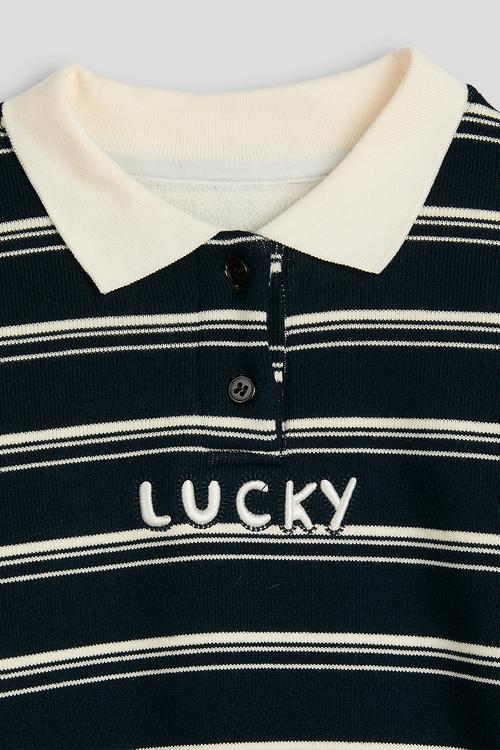 Rugby jersey-style sweatshirt - navy/cream stripes