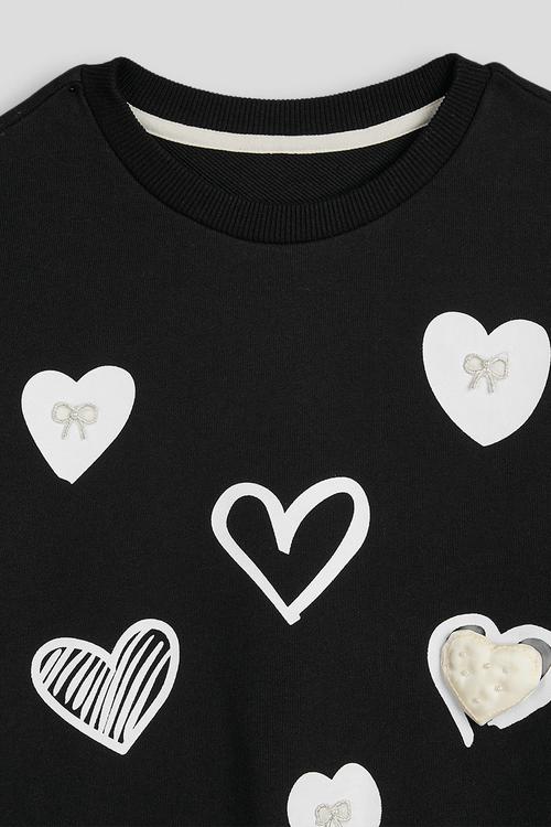Heart doodles sweatshirt - black