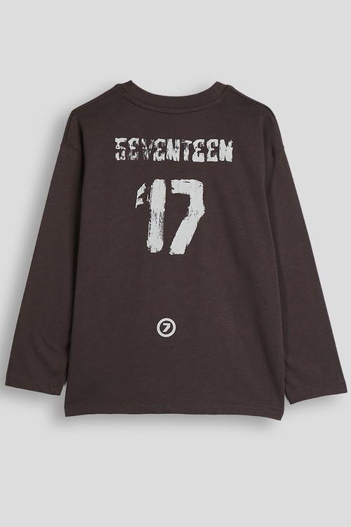 Long sleeved slogan tee - dark mocha