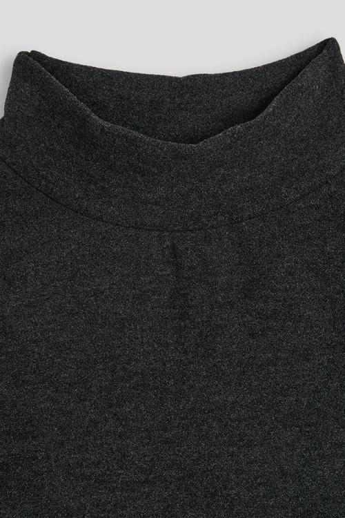 Brushed cotton mock neck top - charcoal