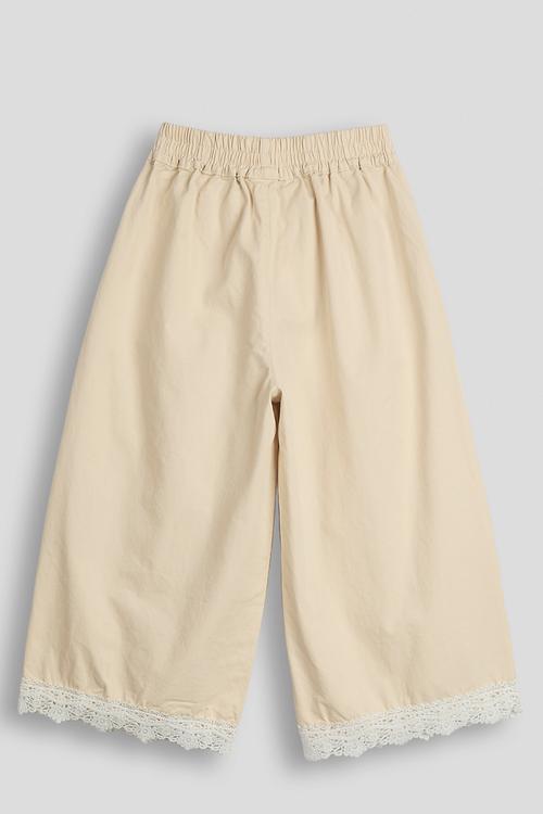 Lace hem co-ord pants - beige