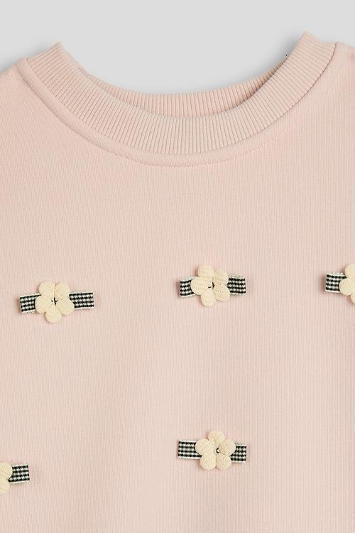 Floral applique sweatshirt - dusty light pink