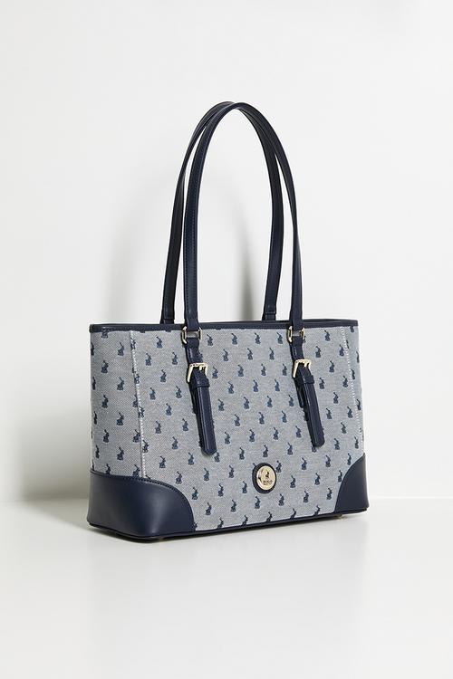 Jacquard market tote bag - navy