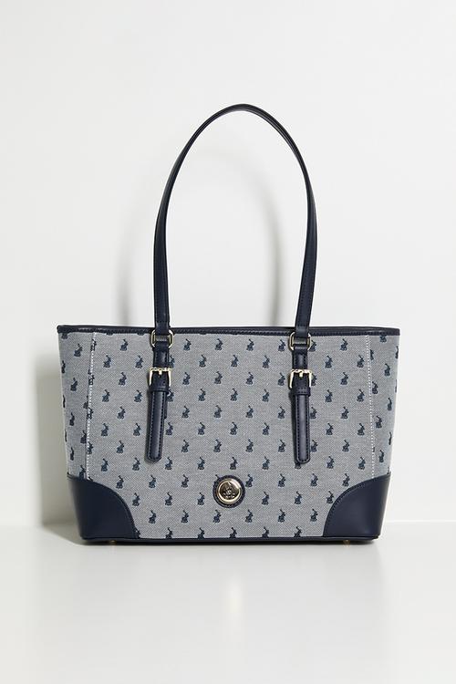 Jacquard market tote bag - navy