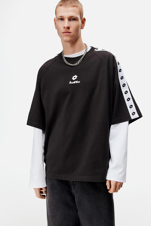 Lotto H&M: Oversized fit cotton T-shirt - black/lotto