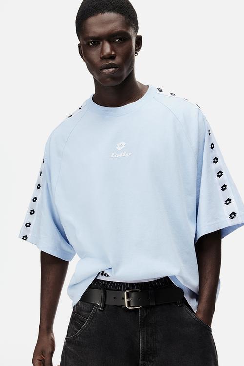 Lotto H&M: Oversized fit cotton T-shirt - light blue/lotto