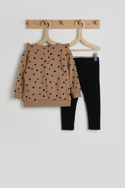 Polka dot sweatshirt with leggings & headband - laser brown/black