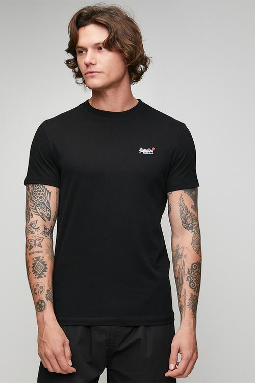 Essential Contrast Emb Tee - Black