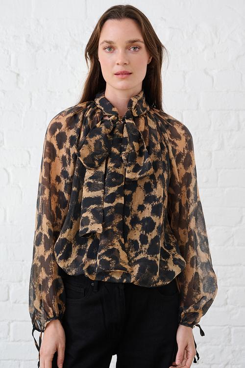 Blouse in Animal Voile - Animal Print