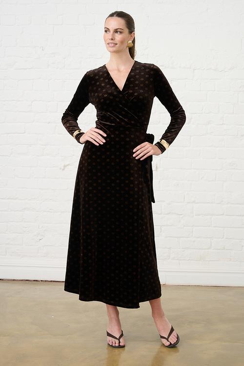 Velvet Choc Spot Wrap Dress