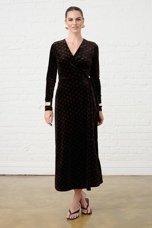 Velvet Choc Spot Wrap Dress