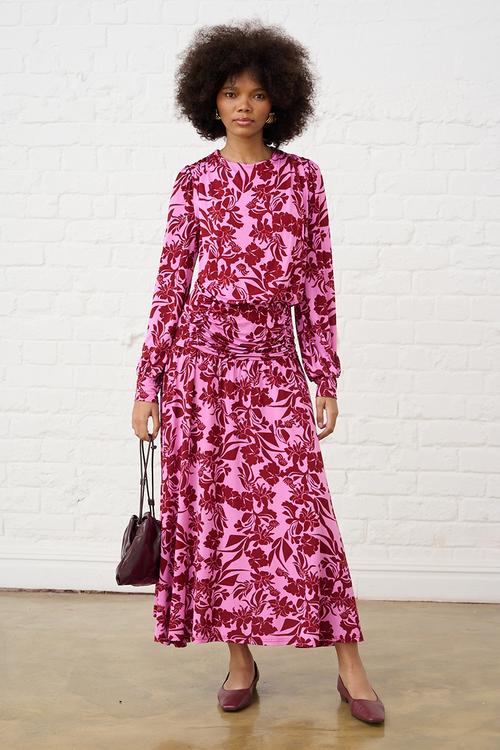 Botanical Maxi Knit Dress - Pink Flower