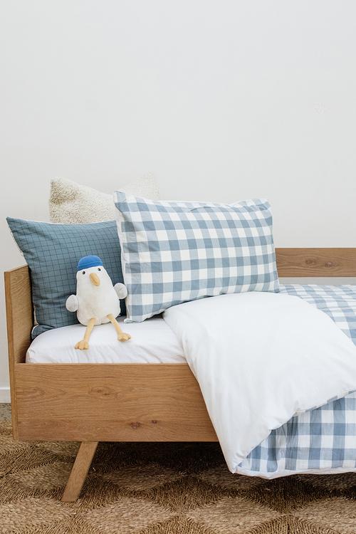 Check Washed Cotton Duvet Set - Blue